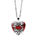 Detail of heart pendant necklace with Canada red maple leaf and stone pattern - Maple Leaf and Pebble Photography Style (JY9575-9)