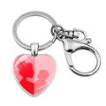 Silver heart keychain with mother and child silhouette on pink background - Classic Pink Mother and Child Silhouette (JY9573-4)