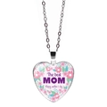 Collana cuore argento con ciondolo MOM floreale rosa regalo festa della mamma - Stile Di Auguri Per Il Festival Floreale Rosa (JY9572-2)