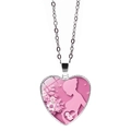 Collar de corazón plateado con colgante de silueta rosa de madre y bebé para mamá - Estilo De Silueta De Mujer Embarazada Rosa (JY9572-6)