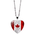 Collana a cuore in argento con ciondolo bandiera canadese e foglia d'acero rossa - Stile Classico Bandiera del Canada (JY9575-1)