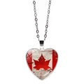 Collana con ciondolo a cuore con bandiera canadese vintage e foglia d'acero rossa - Stile Bandiera Invecchiata Vintage (JY9575-2)