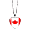 Collana con ciondolo a cuore in argento con bandiera del Canada e foglia d'acero - Stile Foglia d'Acero Rossa e Bianca (JY9575-3)