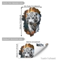 3D white tiger breaking wall sticker mural with forest background for home decor - 3D White Tiger Broken Wall Style (B16022-YJ)