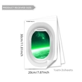 3-piece set of 3D airplane window wall decals featuring galaxy and green aurora views - Aurora Horizon Landscape Style (YCG6081-NL)