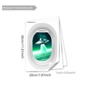 Three UFO themed airplane window stickers showing dimensions 20x30cm each for wall decor - UFO Astronaut Aerospace Style (YCG6082-NL)