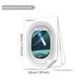 Three-piece set of 3D airplane window outer space wall stickers measuring 30x20cm each - Space Station Planetary Landscape Style (YCG6083-NL)
