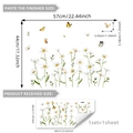 Daisy and butterfly wall stickers for children's room decoration, set size 57x44cm - 30cmx60cm