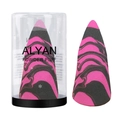 Dual-color cone makeup sponge with pink and black marble pattern in cylinder box - Snowflake Cylinder Box / Rose Red and Black