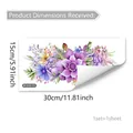 Autocollant mural floral violet pour salle de bain avec fleurs et feuilles colorées - Style Floral Violet (M12035-YX)