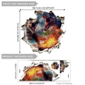3D dinosaur wall sticker with roaring T-Rex and fire effects for home decoration - Cracked Wall Dinosaur Style