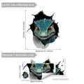 3D cracked wall sticker with blue dinosaur raptor design for home wall decoration - 3D Broken Wall Dinosaur Style (30*60cm*2PCS)