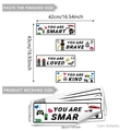 Σετ 4 αυτοκόλλητα τοίχου gaming με κείμενο Smart Brave Loved Kind και στοιχεία παιχνιδιών - 10*30cm*4pcs