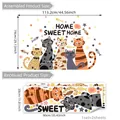 Adesivi murali gattini cartoni animati con scritte Home Sweet Home per decorazione - Famiglia di Gatti Animati (BM4104)