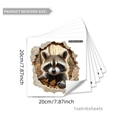 3D realistic raccoon wall stickers set of 6, creative broken wall effect decals, 20x20cm - 20*20cm*6 Sheets