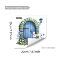Muursticker cartoon met steenboog blauwe deur bloemen en muis maat 20x20cm - 20x20cm / Blauwe Deur en Witte Muis (MS3332)