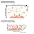 Pastel pink Islamic castle wall decal with moon and stars for home decoration - 30x90cm (1pc)