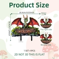 2D Welcome Dragon garden stake decor with side view and precise dimensions display - Dragon Style (20.4*18.4cm)