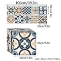 Pack de 10 pegatinas de azulejos estilo mediterráneo 20x20cm para pared de cocina - Estilo Mandala Mediterráneo (CZ123)