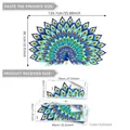 Peacock wall sticker set dimensions 139.7x89.1cm showing final layout and sheet sizes - Three 30x90cm Sheets Plus Two 30x70cm Sheets
