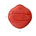 Houppette rouge de 75x70mm en forme de fruit avec motifs de pêche et pièces en relief - Motif Pêche (Rouge)