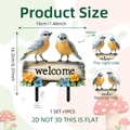 Garden welcome sign stake with blue birds and floral design, size 19cm x 16.2cm - Bird Welcome Sign Style (DC11033)