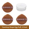 3-piece drop-shaped makeup sponge set in yellow egg yolk style with storage box - Egg Yolk Pie (Teardrop) / Round Box Packaging
