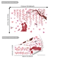 Creative love heart tree wall sticker set with birds and flowers in red and pink colors - 30*90cm*4 Sheets