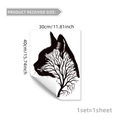 Sticker mural silhouette chat noir avec motif branche art et dimensions 30x40cm - 30*40cm (1 Feuille)