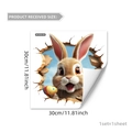 Dimensions sticker mural lapin de Pâques 3D montrant décor PVC effet fissuré - Lapin Brun Brisant le Mur 3D (M13536-KN) / 30*30cm