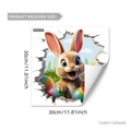 Sticker mural lapin de Pâques 3D 30x30cm avec support auto-adhésif en PVC amovible - Lapin de Pâques Brisant le Mur avec Œuf 3D (M13537-KN) / 30*30cm