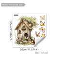 Detailed sheet view of Easter bunny and forest treehouse wall sticker measuring 30x30cm - Forest Treehouse Butterfly Bunny (M14587-NL)