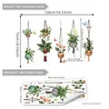 Watercolor hanging plant wall decals with butterflies, finished size 138x75cm - 30*90cm*2pcs