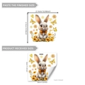 Detailed size chart for Easter bunny toilet stickers with floral and butterfly motifs - Sunflower Orange Bow Bunny (MS16503-KX)