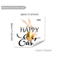 Easter wall sticker showing a cute rabbit, golden egg and Happy Easter text detail - Easter Golden Egg Happy Bunny (MS3313-YL)
