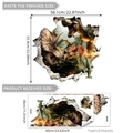 Pegatinas de pared 3D de dinosaurios T-Rex y Triceratops con efecto de pared rota - 30*60cm*2pcs