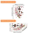Sticker mural floral avec lampadaire vintage, fleurs roses et petits oiseaux colorés - 30*60cm*1 Feuille