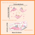 Stickers muraux baleine rose et nuages pour chambre d'enfant, lot de 2, taille 122x100cm - 30*90cm*2pcs
