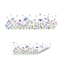 Détails des dimensions 87x27cm pour sticker mural floral coloré de décoration maison - Style Aquarelle Fleurs Bleues-Violettes et Libellules (M12014)