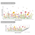 Dimensions détaillées des stickers muraux fleurs et libellules à l'aquarelle pour la maison - Style Aquarelle Fleurs Naturelles et Libellules (M12015)