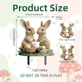 Easter bunny garden stake decor set with eggs measurement and dimensions details - Yellow Bunny with Basket Style (DC11031)