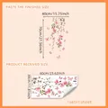 Pink floral vine wall stickers with butterflies and size chart guide for home decor - 30x60cm