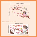 Muurstickers cartoon meisje met roze bloesems en vogels voor de kinderkamer decor - Tekenfilm meisje met bloemen- en vlinderpatroon