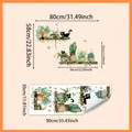 Pegatinas de pared con plantas y gatos negros con guía de tallas y diseño del producto - 30*90cm*1 Hoja