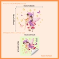 Pegatina de pared de hada luminosa con estrellas y mariposas sobre una seta rosa - Hada sobre Hongo con Mariposas (YCG9250)