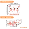 Detail of ballet girl wall stickers set showing product dimensions and application layout - Pink Ballet Girl Balloon (MS6449) / 2 Sheets Set (30x90cm)