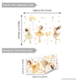 Detail of ballet dancer wall stickers showing layout dimensions and finished assembly size - Yellow Ballet Dancing Girl Balloon (MS6458-ZY) / Medium Set (Size M)