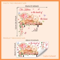 Pink floral wall stickers with teapot, flowers and butterflies for kitchen decoration - 30x60cm (1 Sheet)