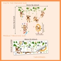 Wandsticker mit Affenmotiven auf Ranken für Kinderzimmer Heimdeko im 2er-Set - 30*90cm*2 Stk
