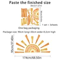 Watercolor rainbow sun wall decals, large bohemian stickers for home nursery decor - Watercolor Sun Rainbow 3 Sheets (BM2061) / 30x90cm*3Sheets